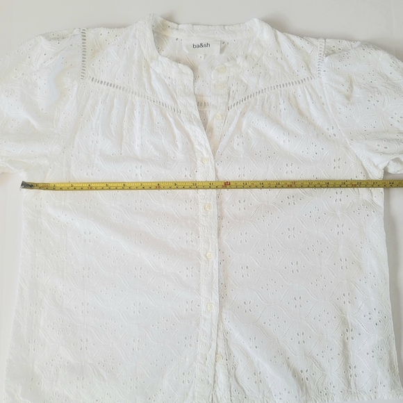 Ba&sh Birkin Cotton Eyelet Short Sleeve Blouse, M, Ecru/soft white, French chic - Picture 9 of 10